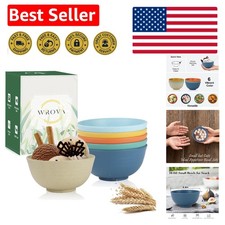 Lightweight 10 oz Kids Snack Bowls - Unbreakable, BPA-Free Wheat Straw Set of 6