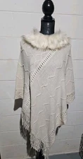 Women's Poncho Winter Fringe Cape Shoulder Cover Elegant Ceremony with Warm Shaw
