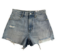 PacSun Womens Vintage High Rise Denim Short Distressed Size 26 Light Wash Frayed