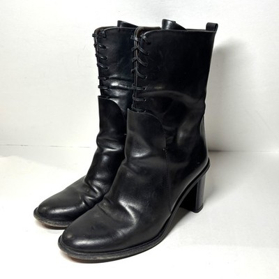 AGL Attilio Giusti Leombruni Leather Boots Womens 37.5 Black Italian Goth Grunge