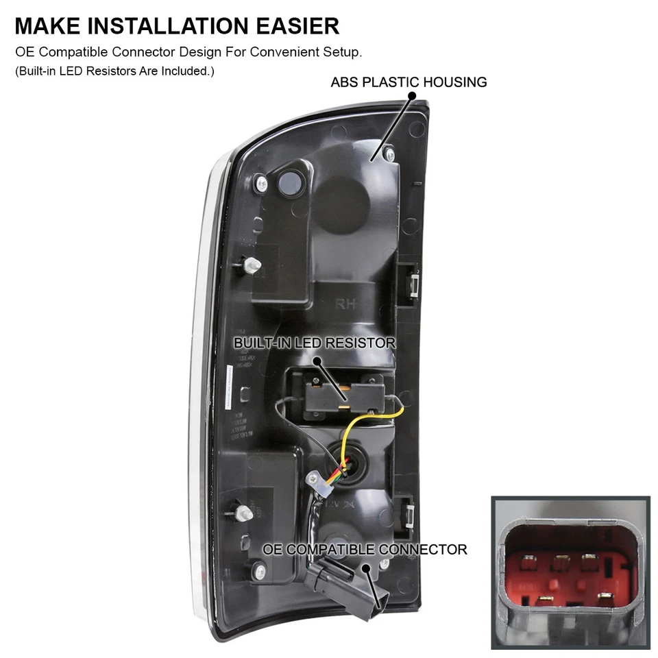 Fits 2002-2006 Dodge Ram 1500 2500 3500 Black Full LED Tail Lights Brake Lamps — 第 4/4 张图片