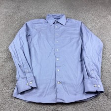 Eton Shirt Mens 16 Blue Button Up Office Career Point Commuter Business Slim