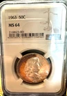 1963-P FRANKLIN 50C MS64 NGC NICE TONING