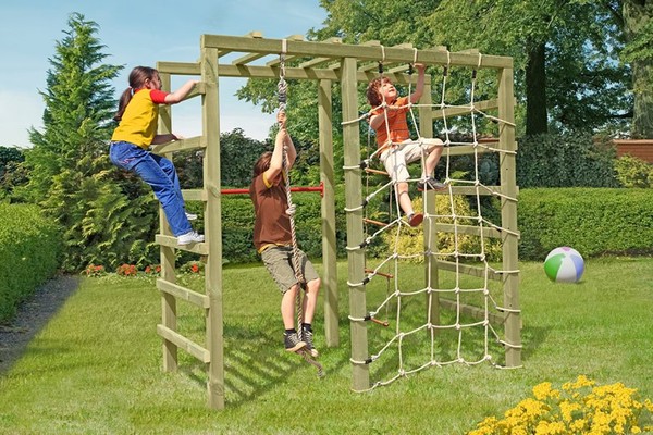 KlettergerüSt SpielgerüSt 240X120X219Cm Kletternetz Spielturm Garten Hangelturm-image