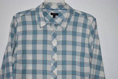 Talbots LP Shirt Pink Green Plaid Cotton Button Front Long Sleeves Lightweight - Picture 8 of 23