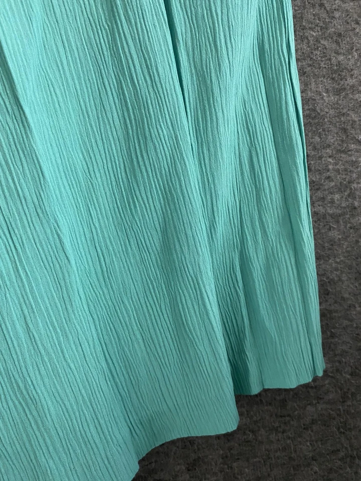 Alfred Dunner Culottes Shorts Womens 16 Teal Crinkle Elastic Waist Made USA Vtg - Image 4 of 4