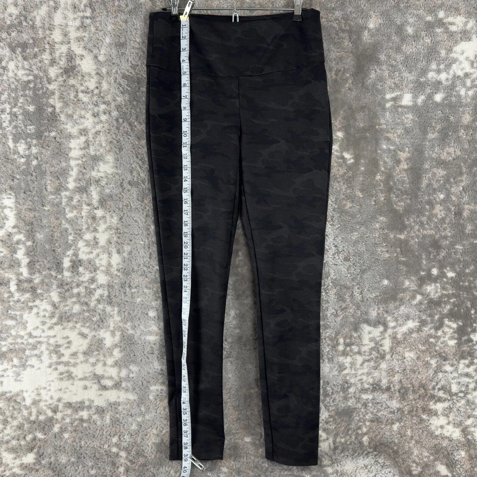 Nicole Miller Size M Camo Pull On Stretch Tapered Leggings Black Gray Pants - Image 2 of 4