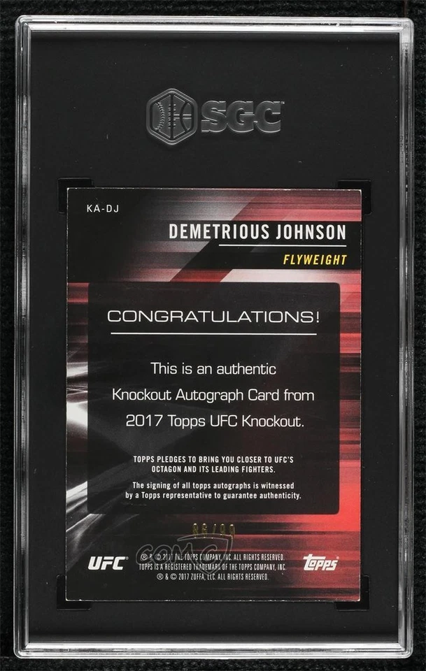 2017 Topps UFC Knockout Auto /99 Demetrious Johnson #KA-DJ SGC 6 Auto - Image 2 of 2