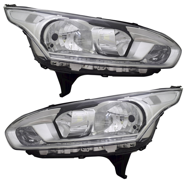 Scheinwerfer Set FüR Ford Transit Tourneo Connect 2015-2018 Chrom H7 H15 Halogen-image