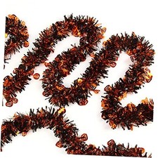 32.8 Ft Halloween Tinsel Garland,Glittering Twist Metallic Hanging Pumpkin