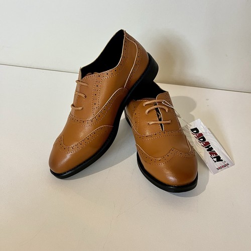 KKDOM Kinder Oxford elegante Schuhe Größe 1 braun klassisch adrette Uniform Freizeit neu mit Etikett - Bild 2 von 8