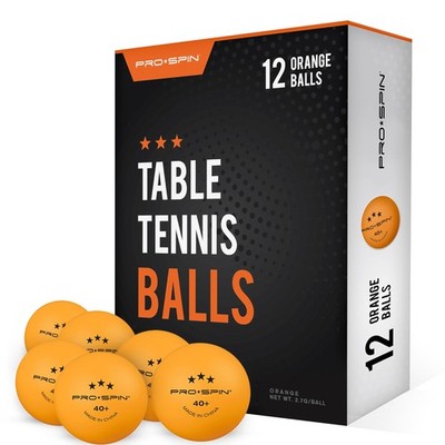 PRO-SPIN Tischtennisbälle - Orange 3 Sterne 40+ Tisch 40+, | 12er Pack 