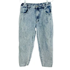 PS Gitano Acid Wash Tapered Mom Jeans Destroyed Grunge Size 12 Short