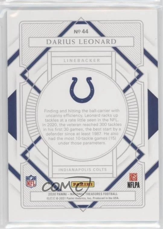2020 Panini National Treasures Jersey Number Red /53 Shaquille Leonard Darius - Image 2 of 2