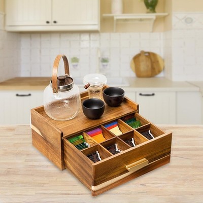 Holz Teebeutel Organizer Teebox Organizer Praktisch Platzsparend Rustikal Aufbewahrung