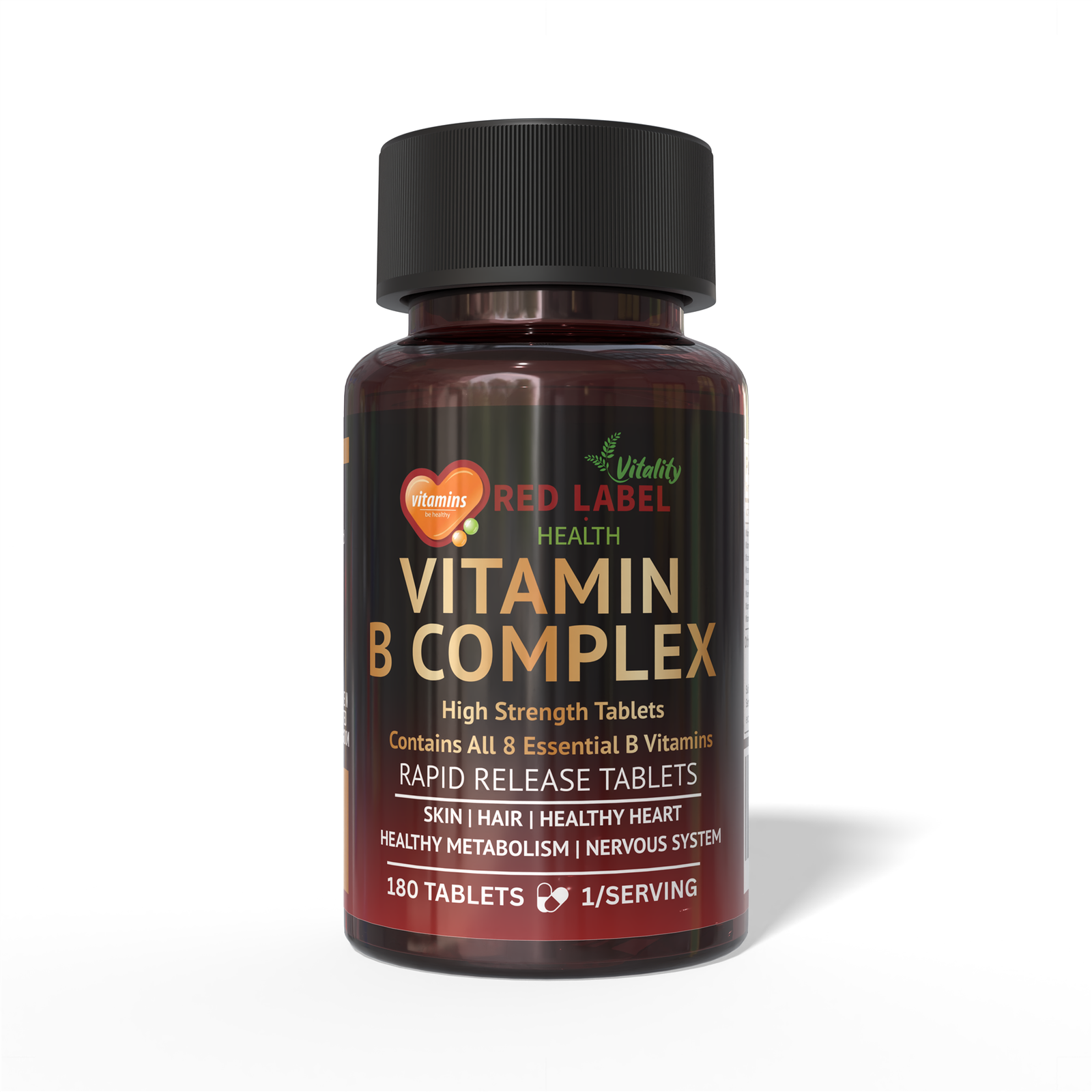 Vitamin B Complex High Strength 180 Tablets B1 B2 B3 B5 B6 B12 Biotin & Folic