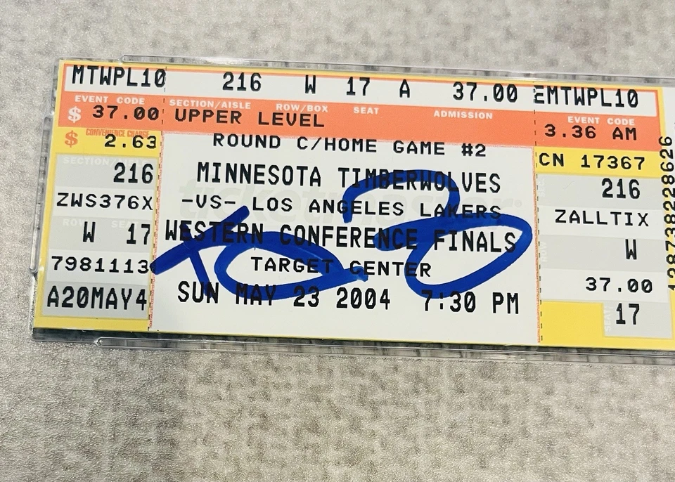 Kevin Garnett 2004 NBA Playoff Ticket Gem Autograph PSA/DNA 10 Rare Pop 1 - Image 2 of 4