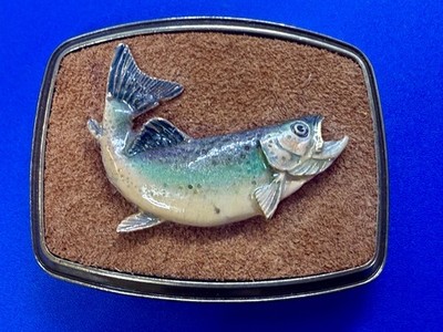 Large Mouth 3D Fish Bass Trout Fishing Sportsman Fisherman Raintree Belt Buckle