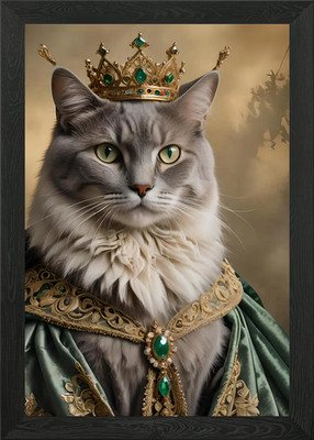 Katze König Portrait gerahmtes Wandbild Poster Leinwanddruck Bild
