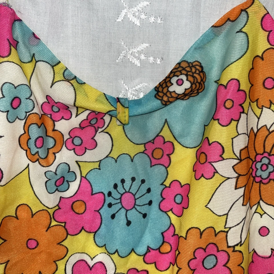 Traje de baño vintage Republic Cellini niñas neón retro flores años 70 talla 12 Foto 2 de 4