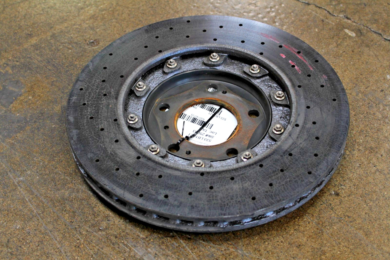 Lamborghini Urus, RH, Rear CCM Brake Rotor, Chipped, Used, P/N 4M0615602H