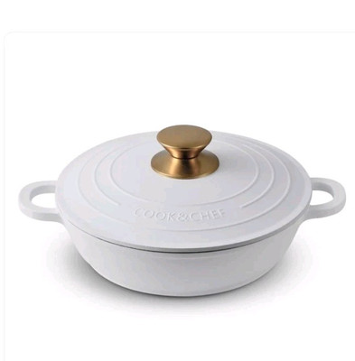 Serafino Zani Pfanne mit Deckel 24 x 6,5 cm Eisweiß Gold Griff Made in Italy 
