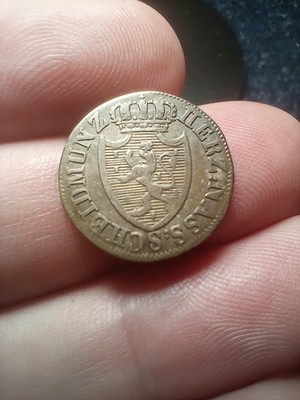 1822 Silver Coin Nassau (Duchies in German Confederation) 3 Kreuzer