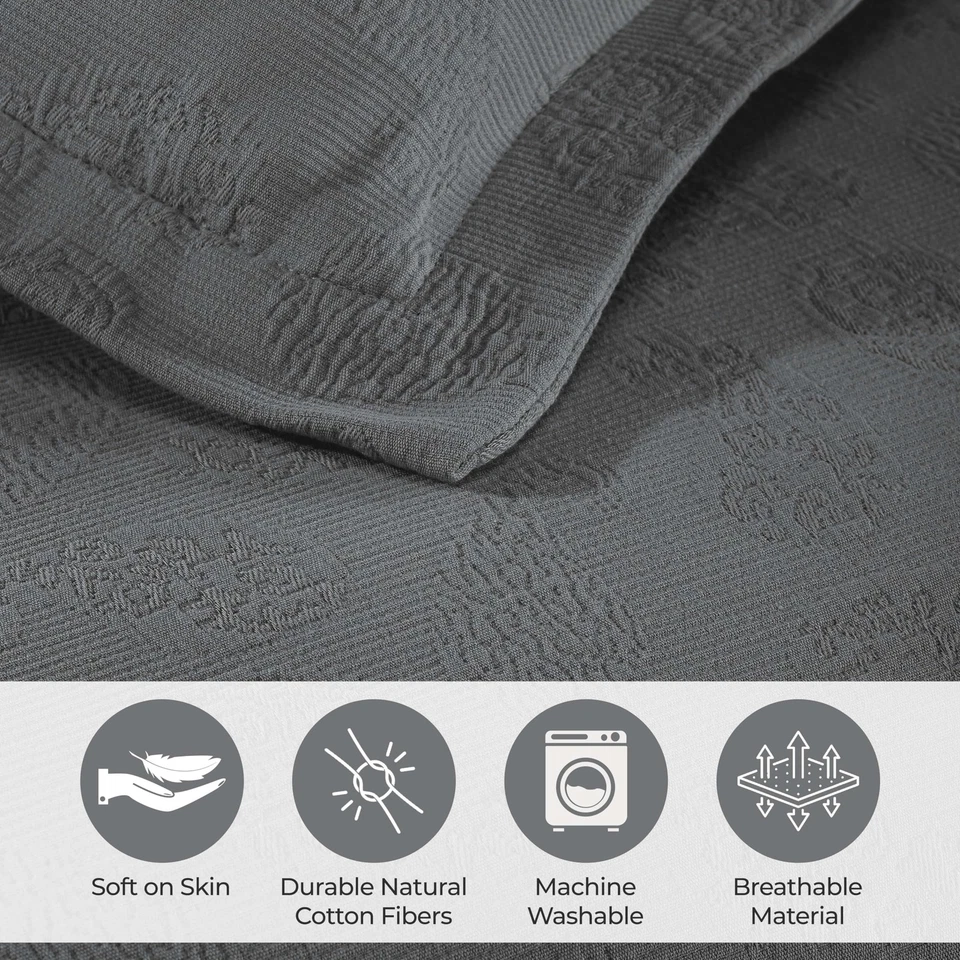 Juego de colcha de algodón de 3 piezas de cachemira, decoración de cama para el hogar, colcha decorativa,... Foto 3 de 4