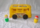 Vintage Fisher Price Little People Mini Bus Yellow With 2 Figures