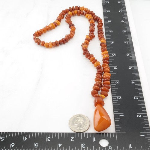 Antique Butterscotch Agate Beads Orange Amber Necklace 31.4gm - Picture 8 of 9