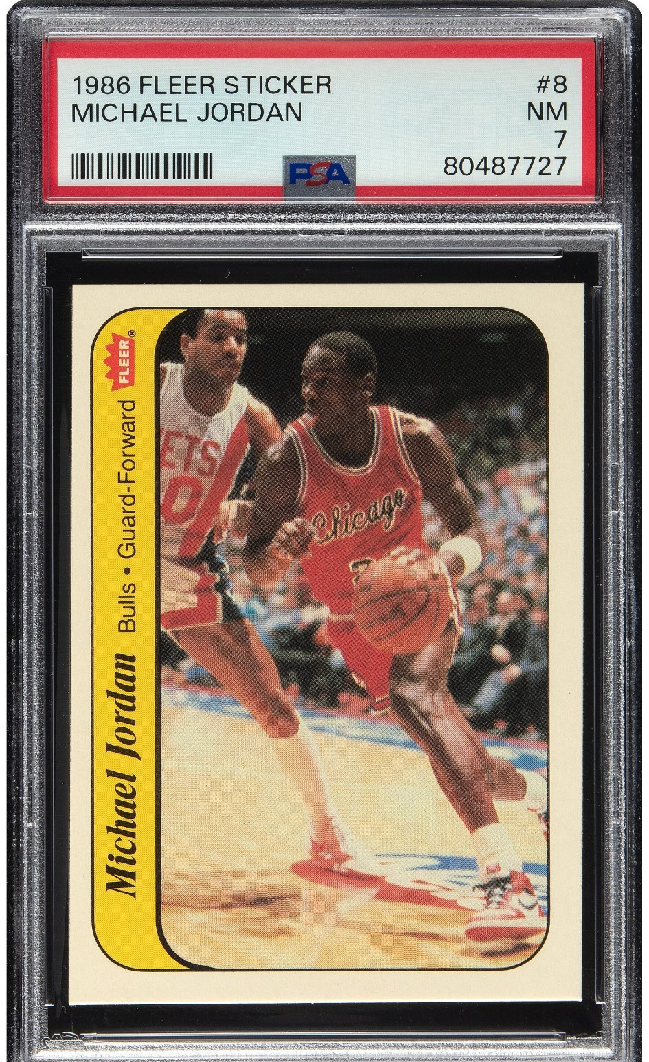1986 Fleer Sticker Michael Jordan #8 PSA 7 NM