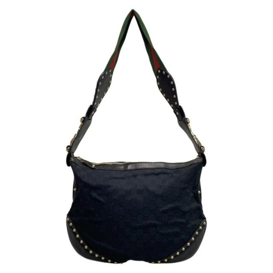 Gucci Shoulder Bag Horsebit Web GG Pattern Black Leather Used