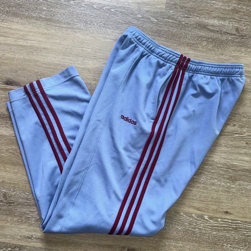 Vtg Y2K Adidas track pants Men Large 3 striped stretch Wide Leg Baggy Drawstring