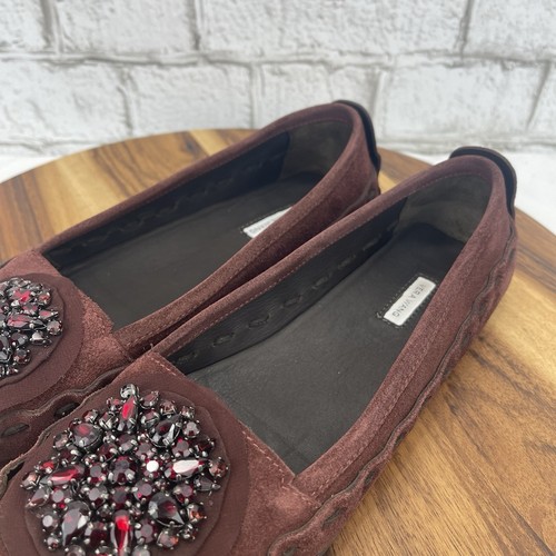 Vera Wang HOPE Women's Sz. 9 M Jewel Cluster Red Wine Suede Flats Made in Italy - Picture 13 of 15