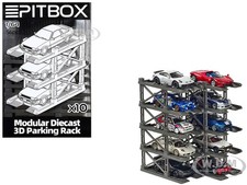 Modular Diecast 3d Parking Rack Display Stand 10 Rack Set 164 By Pitbox 720008