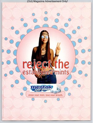 Mentos Cool Chews Reject Established Mints Peace Sign 2001 Advertisement