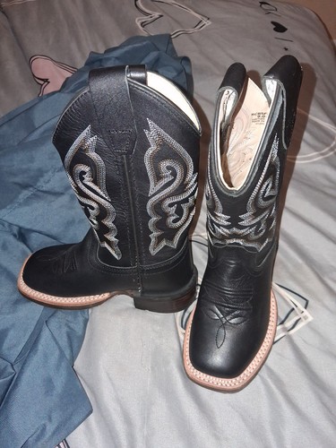 Corral Women’s Black Leather Western Boots Embroidered Square Toe US 9