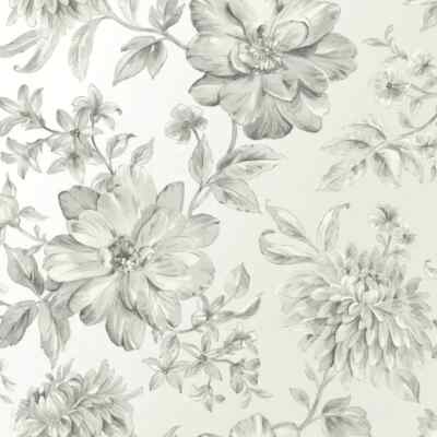 Krone Lucia Floral Silber Grau Metallic Stilvolle Tapete M1547