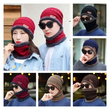 Mens Womens Winter Baggy Slouchy Knit Warm Beanie Hat and Scarf Ski Skull Cap