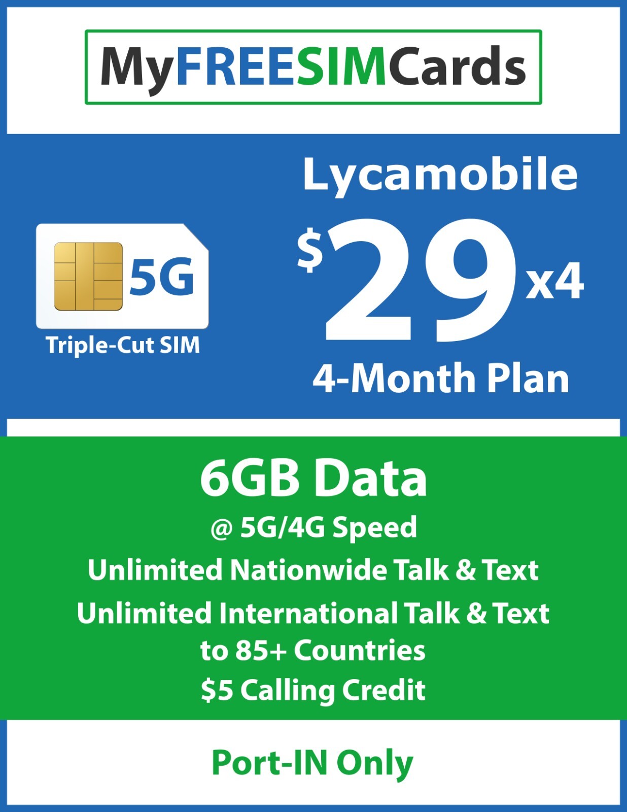 Lycamobile Sim Card With 29 Plan 4Month PortIn Service eBay
