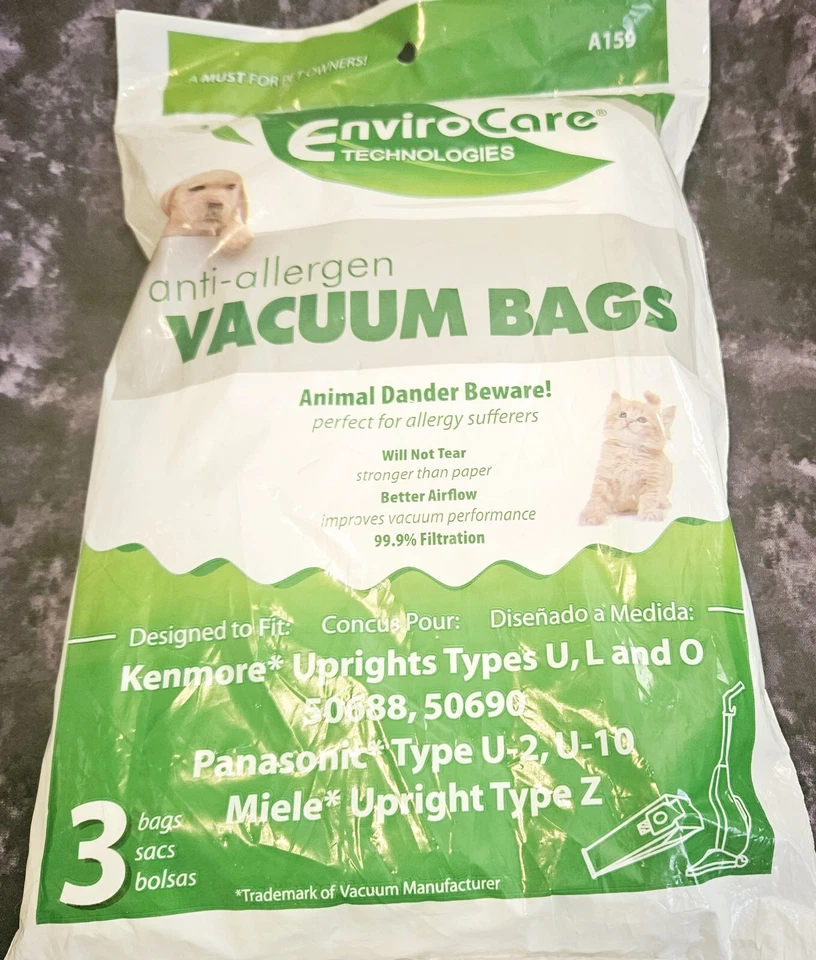 Kenmore Cloth Upright Anti-allergen Vacuum Bags EnviroCare Fits Types U L O/ 506 - Image 4 of 4
