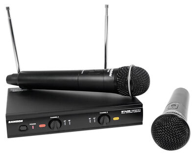#ad SAMSON Stage 200 Dual VHF Handheld Wireless Microphones Vocal Mics D Band $129.99