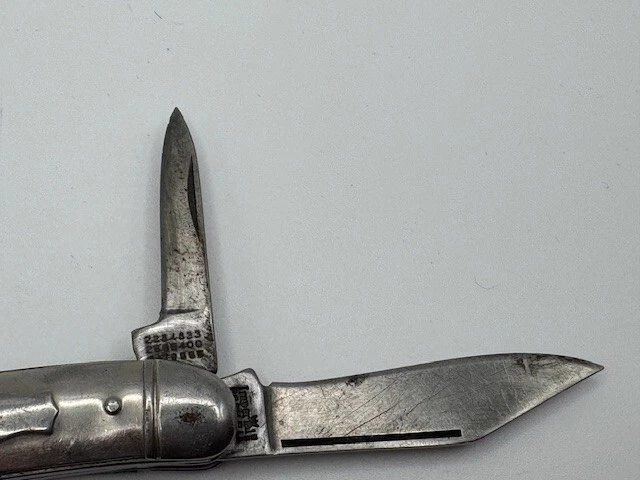 Navaja de bolsillo vintage Imperial Providence, RI EE. UU. tono plata doble hoja Foto 3 de 4