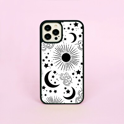 Sun The Moon Phone Case Sun And Moon Sky Stars Black White