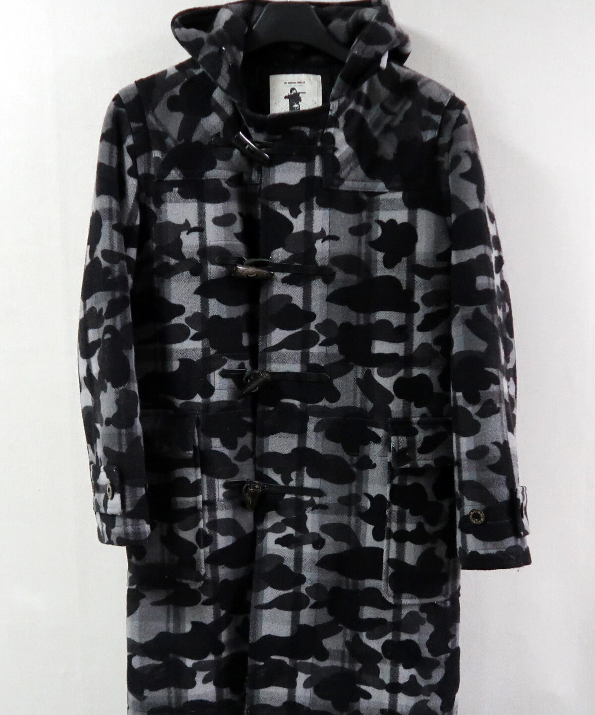 A BATHING APE (BAPE) Giacca APE DA BAGNO BAPE SHARK 1° nero cappotto di lana mimetica OG Nigo raro Kaws Milo