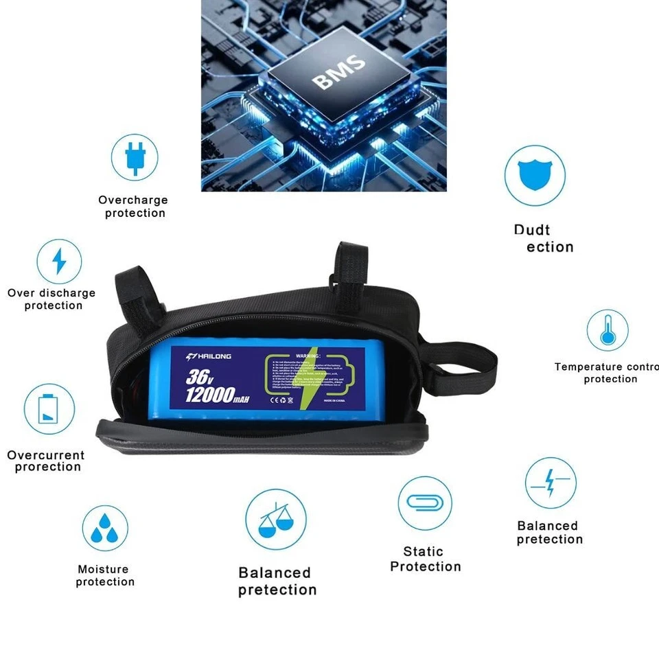 Batería 36V 12AH Batería Triángulo Batería Litio con Bolsa Batería Ebike Foto 3 de 4