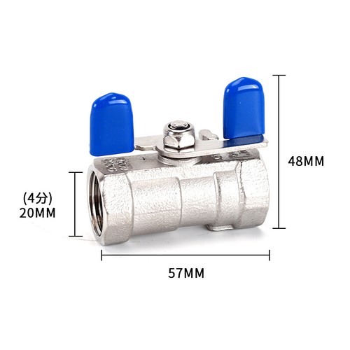Stainless Steel Ball Valve One-Piece 2-Way Butterfly Handle 1/4" 3/8" 1/2" SS304 - Picture 11 of 13