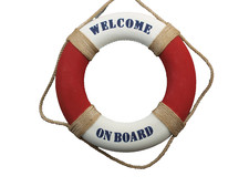 Deko Rettungsring 50 cm Rot/Weiß Welcome on Board maritime Dekoration