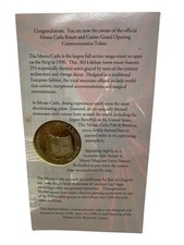 Monte Carlo Casino Grand Opening Commemorative token 1874 Of 20,000 Vintage 1996