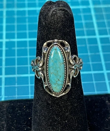 Vintage Native American Sterling Silver Turquoise Ring Size 7